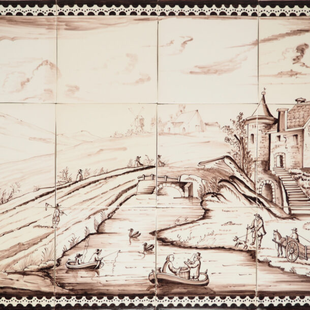 Custom landscape mural in manganese