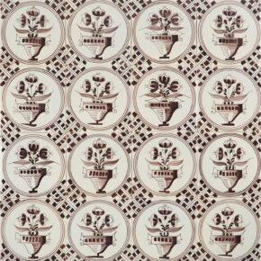 hand-painted Delft tiles with manganese 'Napoleon' flower pots
