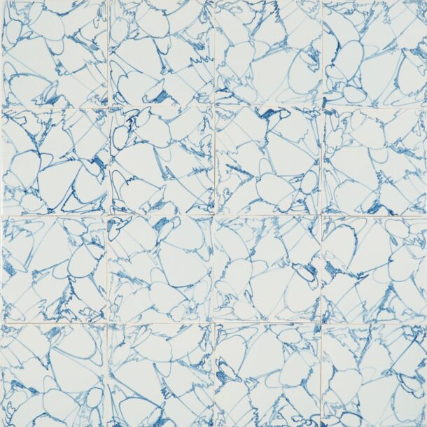 Hand-painted Delft tiles with soft marble pattern - P-42.2 in blue