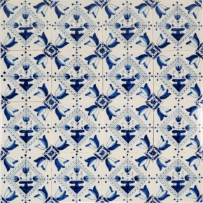 Hand painted delft tiles with diamond floral design